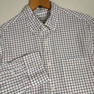 J Crew Slim Fit Organic Cotton Stretch Button Down‎ Shirt Mens Medium Checkered